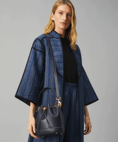 Tory Burch T Monogram Leather Bucket Bag Black 20258089 2
