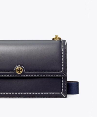 Tory Burch T Monogram Leather Shoulder Bag In Midnight 20251698 2