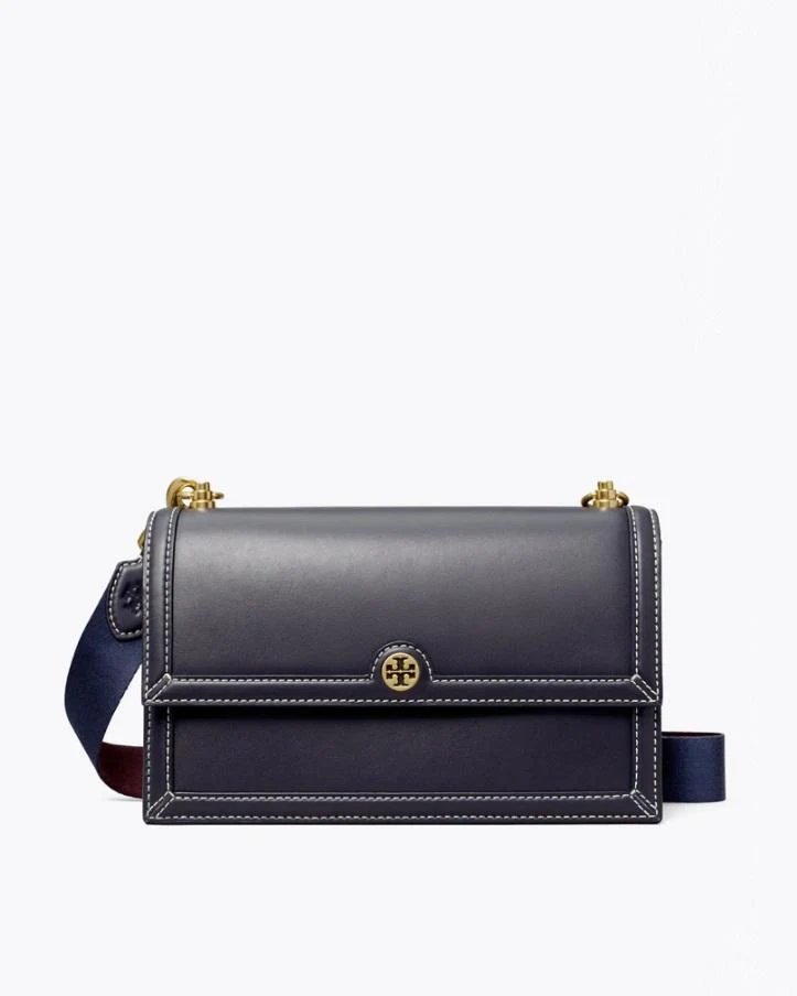 Tory Burch T Monogram Leather Shoulder Bag In Midnight-20251698