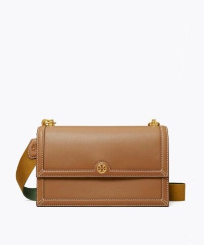 Tory Burch T Monogram Leather Shoulder Bag In Moose-20251706