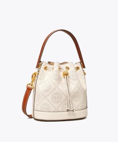 Tory Burch T Monogram Perforated Leather Bucket Bag 20251651 2