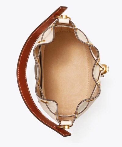 Tory Burch T Monogram Perforated Leather Bucket Bag 20251651 3