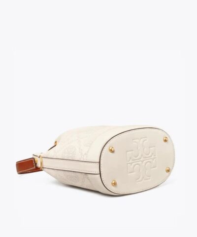Tory Burch T Monogram Perforated Leather Bucket Bag 20251651 4