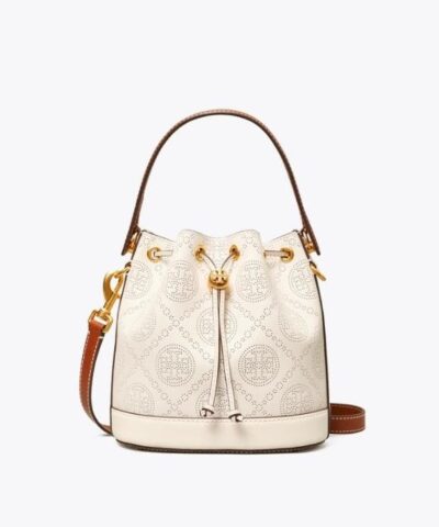 Tory Burch T Monogram Perforated Leather Bucket Bag-20251651