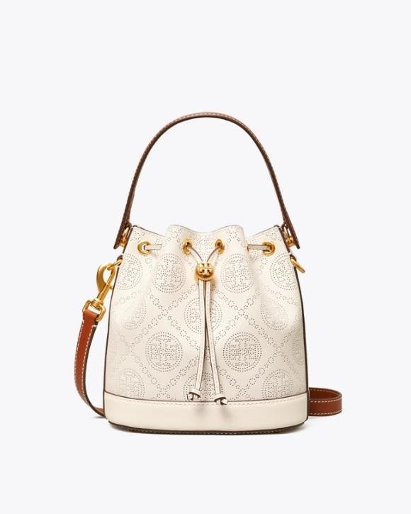 Tory Burch T Monogram Perforated Leather Bucket Bag-20251651