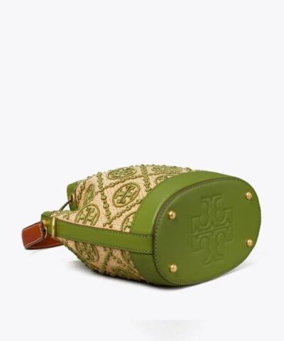 Tory Burch T Monogram Straw Bucket Bag In Natural Shiso 20251883 4