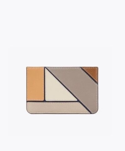 Tory Burch Walker Patchwork Top-Zip Card Case, Longan - Image 3