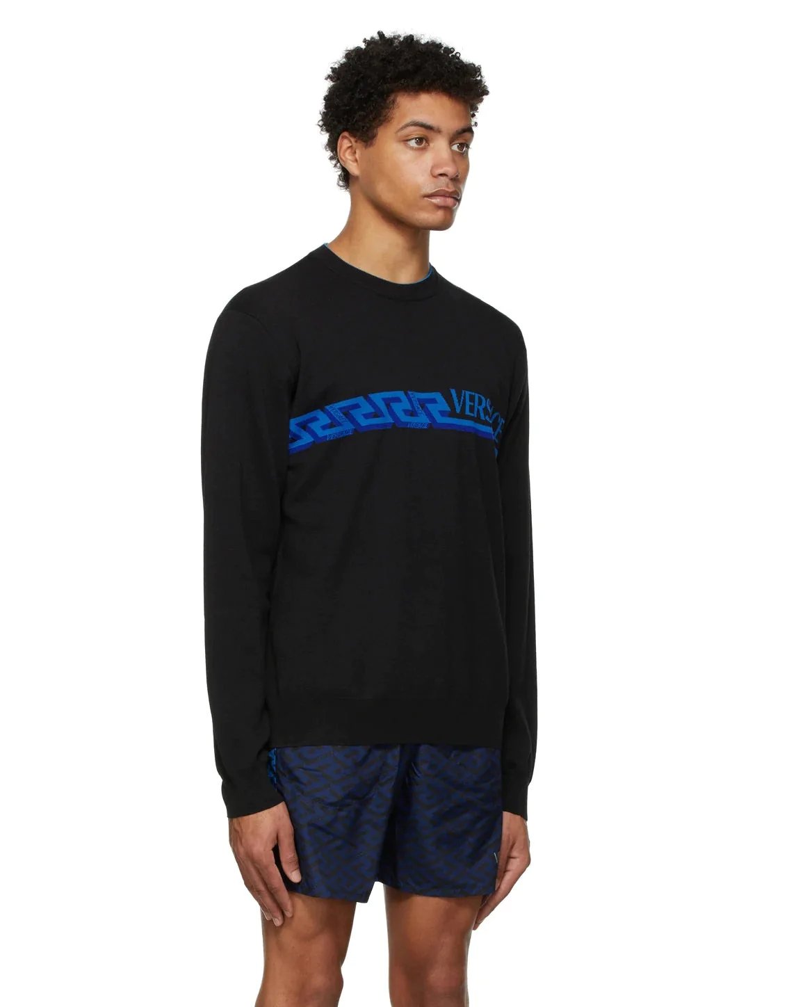 Alternative view of Versace Men's Black Greca & Logo Sweater