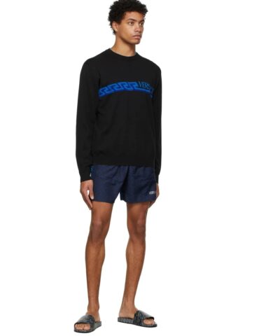 Versace Men's Black Greca & Logo Sweater - Image 4