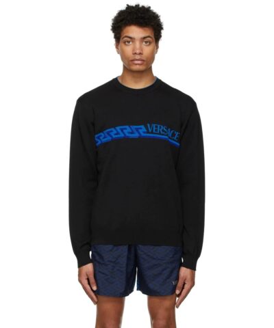 Versace Men's Black Greca & Logo Sweater-20238401
