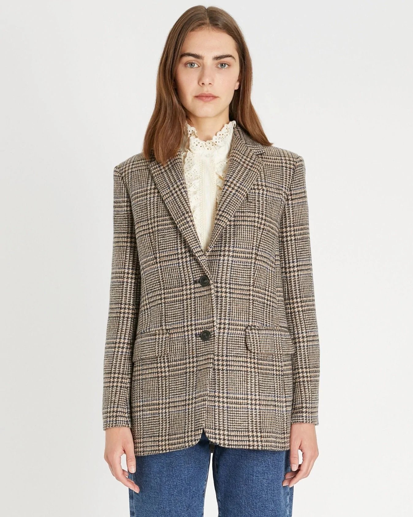 Weekend Max Mara Yarn-dyed Glen Plaid Wool Blazer-20246928