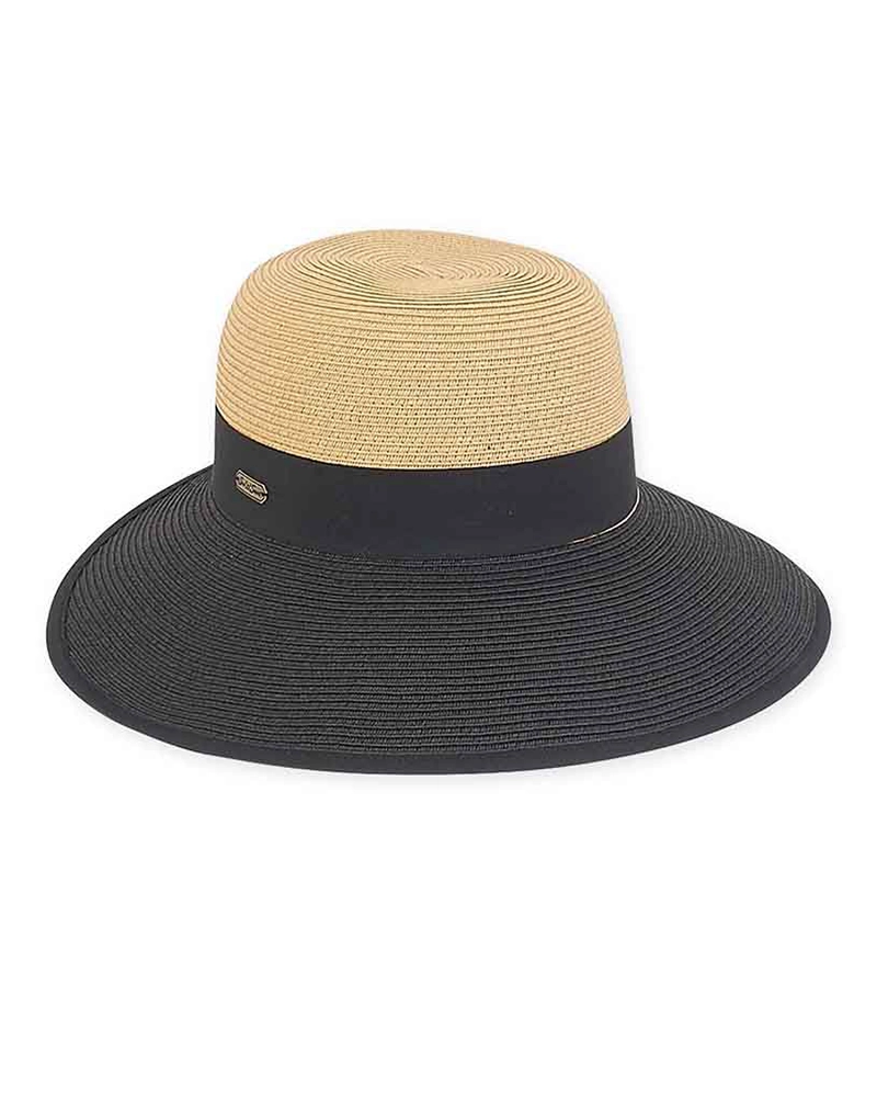 Alternative view of Sun 'N' Sand Two Tone Backless Facesaver Hat Medium (57cm) in Black / Natural