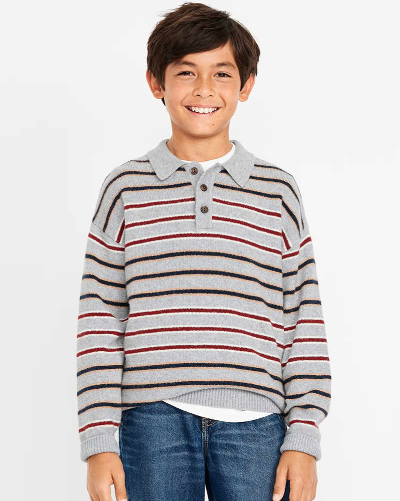 Alternative view of Oversized Long-Sleeve Collared Sweater for Boys