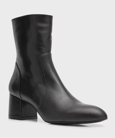 Stuart Weitzman Flareblock Leather Zip Ankle Booties - Image 5