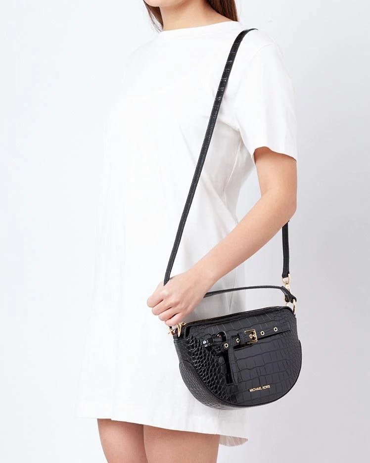 Alternative view of Michael Kors Emilia Croc Embossed Half Moon Crossbody