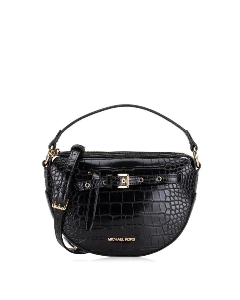Michael Kors Emilia Croc Embossed Half Moon Crossbody-20249090