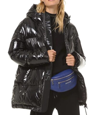 MICHAEL Michael Kors Hooded & Quilted Cire Down Jacket In Black-20239271