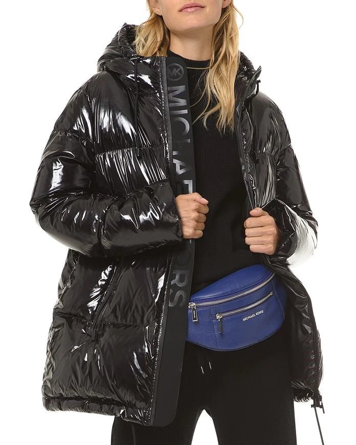 MICHAEL Michael Kors Hooded & Quilted Cire Down Jacket In Black-20239270