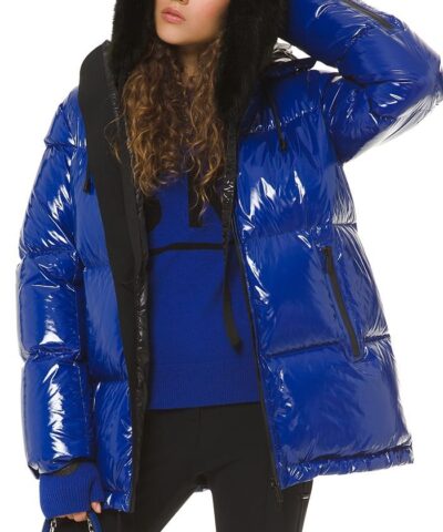 MICHAEL Michael Kors Hooded & Quilted Cire Down Jacket In Blue-20239261
