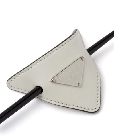 Prada White Leather Hair Clip - Image 3