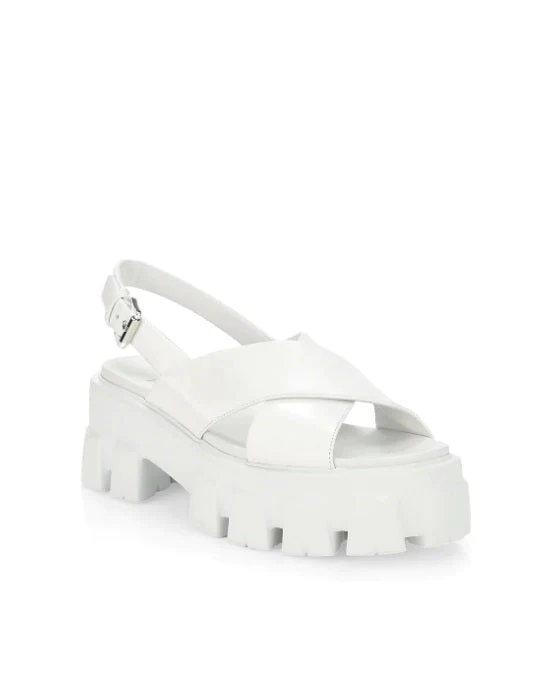 Alternative view of Prada White Lug-Sole Leather Platform Slingback Sandals