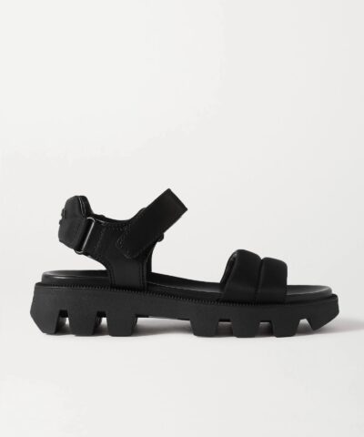 Prada Black Leather And Nylon Sandals-20255898