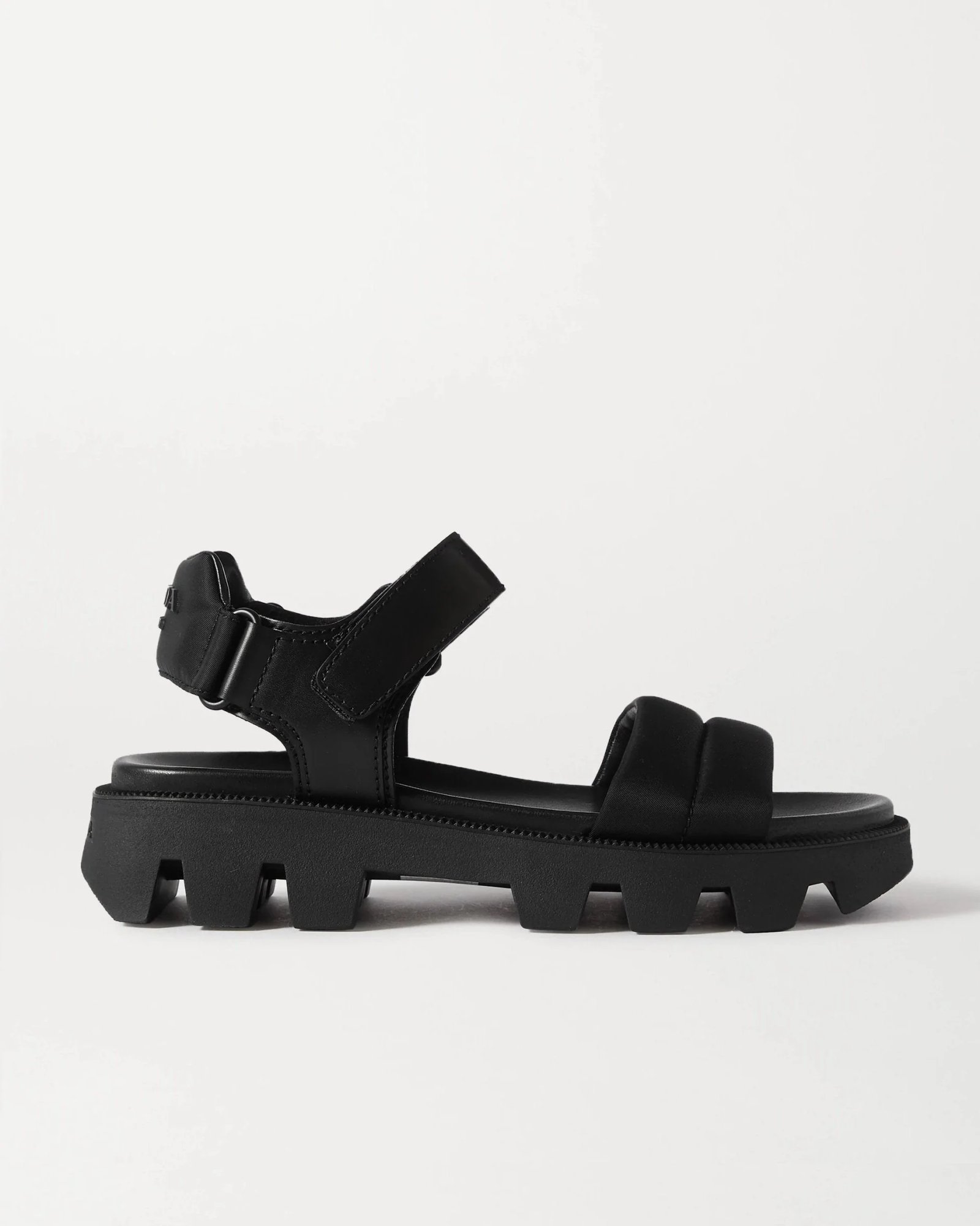 Prada Black Leather And Nylon Sandals-20255892