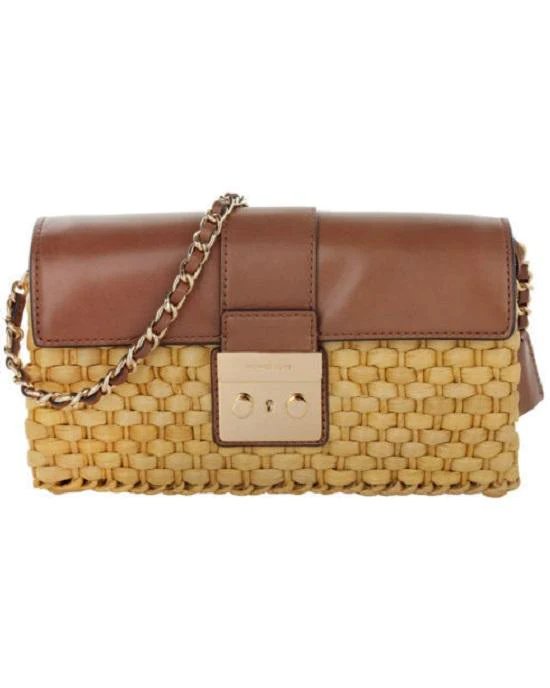 Michael Michael Kors Straw Gabriella Clutch Walnut Gold-20227609