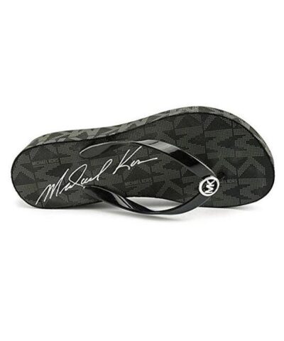 products 2018 02 17 19 22 26 MICHAEL Michael Kors Bedford Flip Flop Sandales pour femme Noir Pvc imprime jet