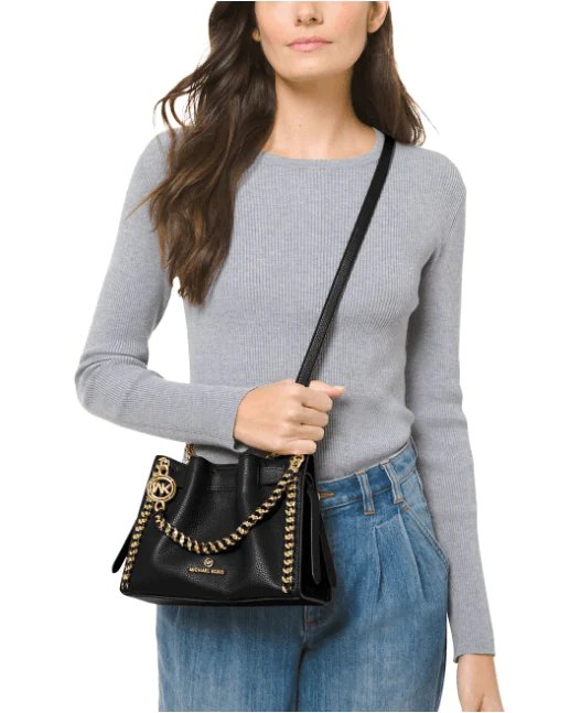 Michael Kors Small Mina Leather Chain Crossbody - Image 6