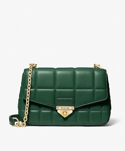 Michael Kors SoHo Large Quilted Leather Shoulder Bag, Green-20249078