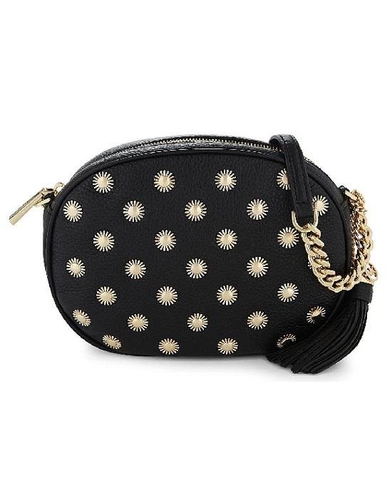 MICHAEL Michael Kors Black Ginny Studded Medium Leather Cross-body Bag-20227613