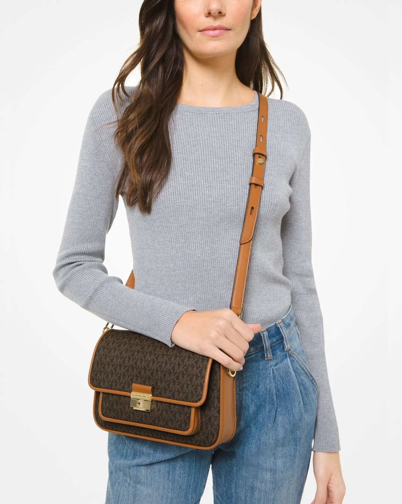 Alternative view of Michael Kors Bradshaw Medium Logo and Leather Messenger