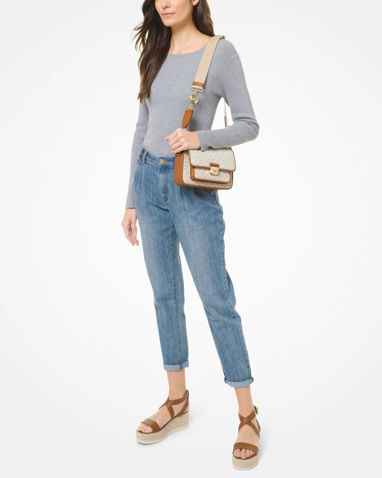 Alternative view of Michael Kors Bradshaw Medium Logo and Leather Messenger