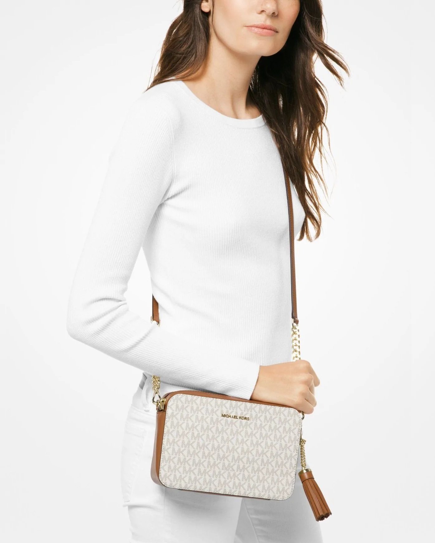 Alternative view of Michael Michael Kors Ginny Medium Logo Crossbody Bag, Vanilla