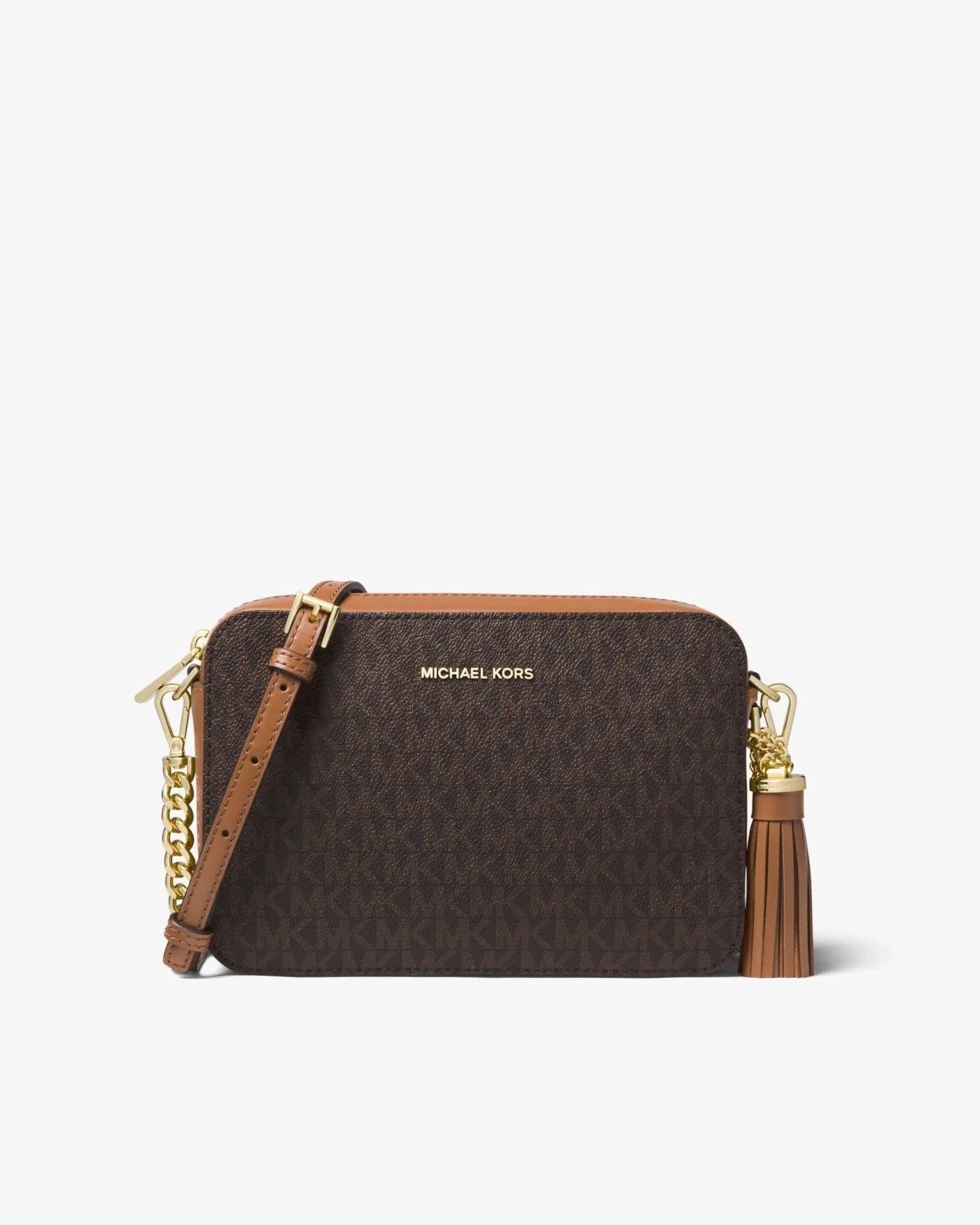 Michael Michael Kors Ginny Medium Logo Crossbody Bag, Brown-20254842