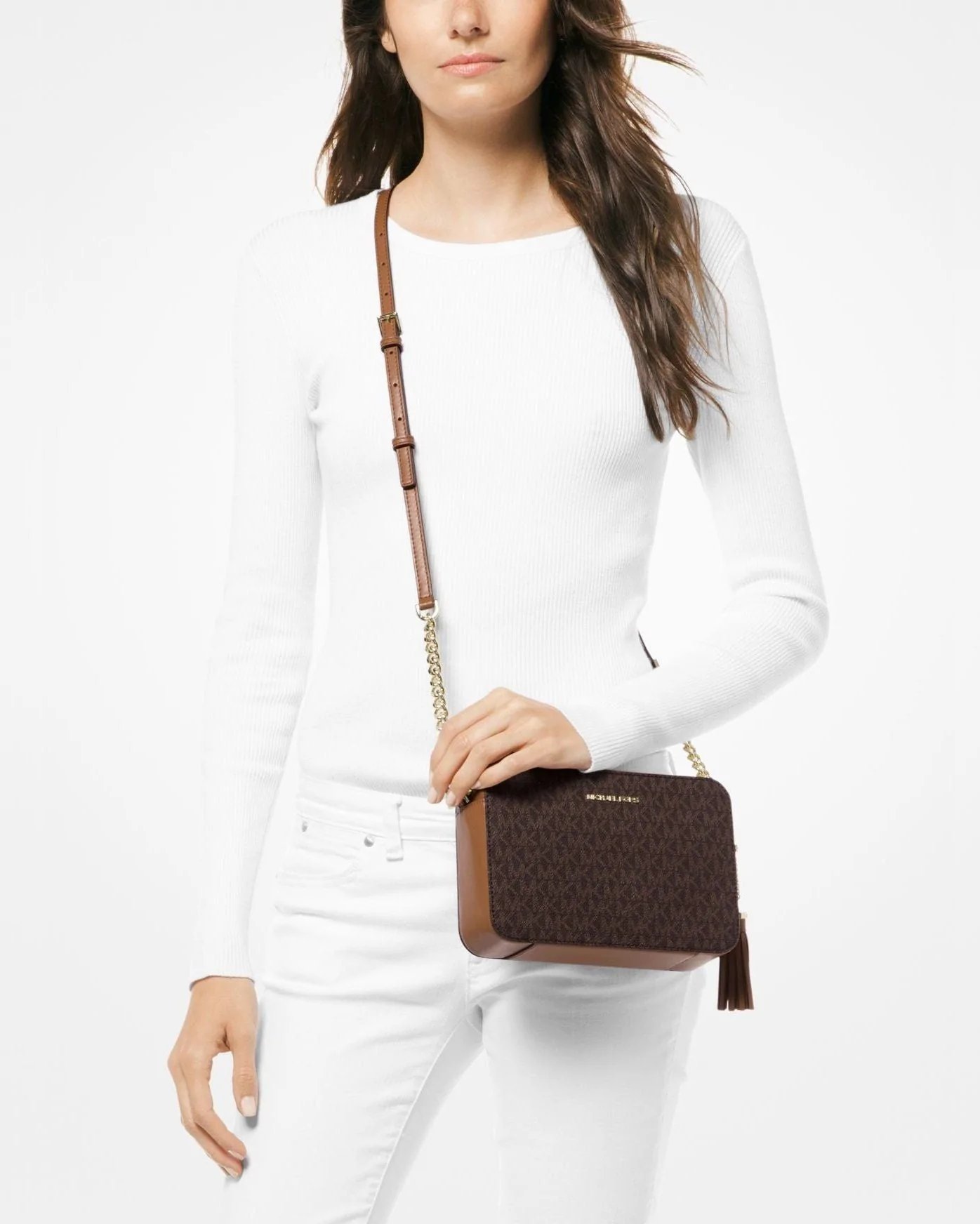 Alternative view of Michael Michael Kors Ginny Medium Logo Crossbody Bag, Brown