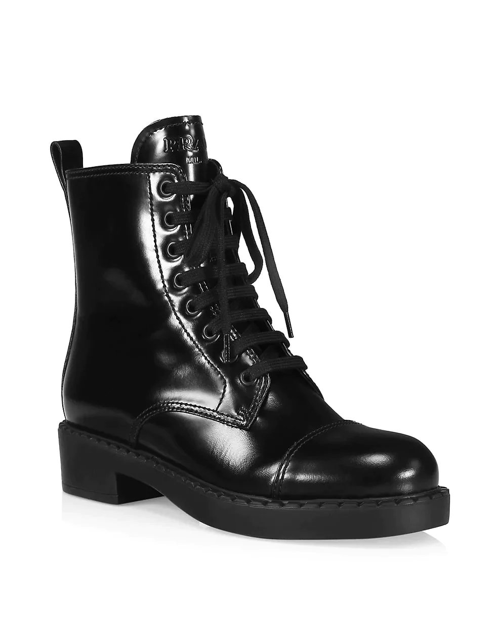 Alternative view of Prada Chocolate Lace-Up Combat Boots