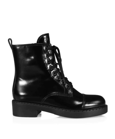 Prada Chocolate Lace-Up Combat Boots-20236419