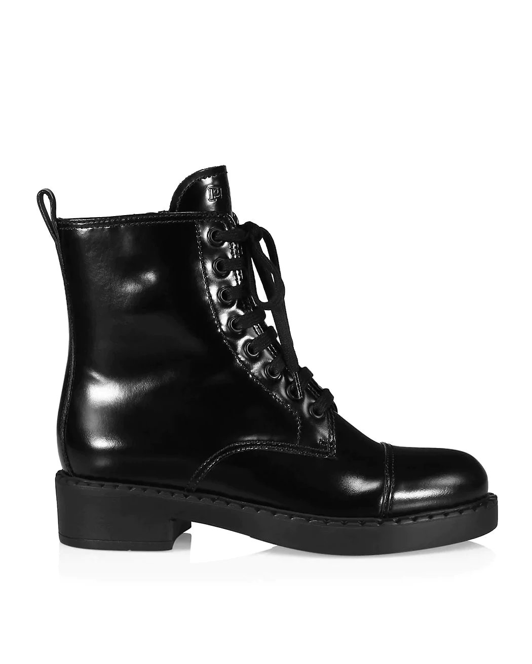 Prada Chocolate Lace-Up Combat Boots-20236414