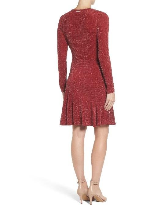 Alternative view of Michael Michael Kors Women's Red Shimmer Faux Wrap Flounce Dress