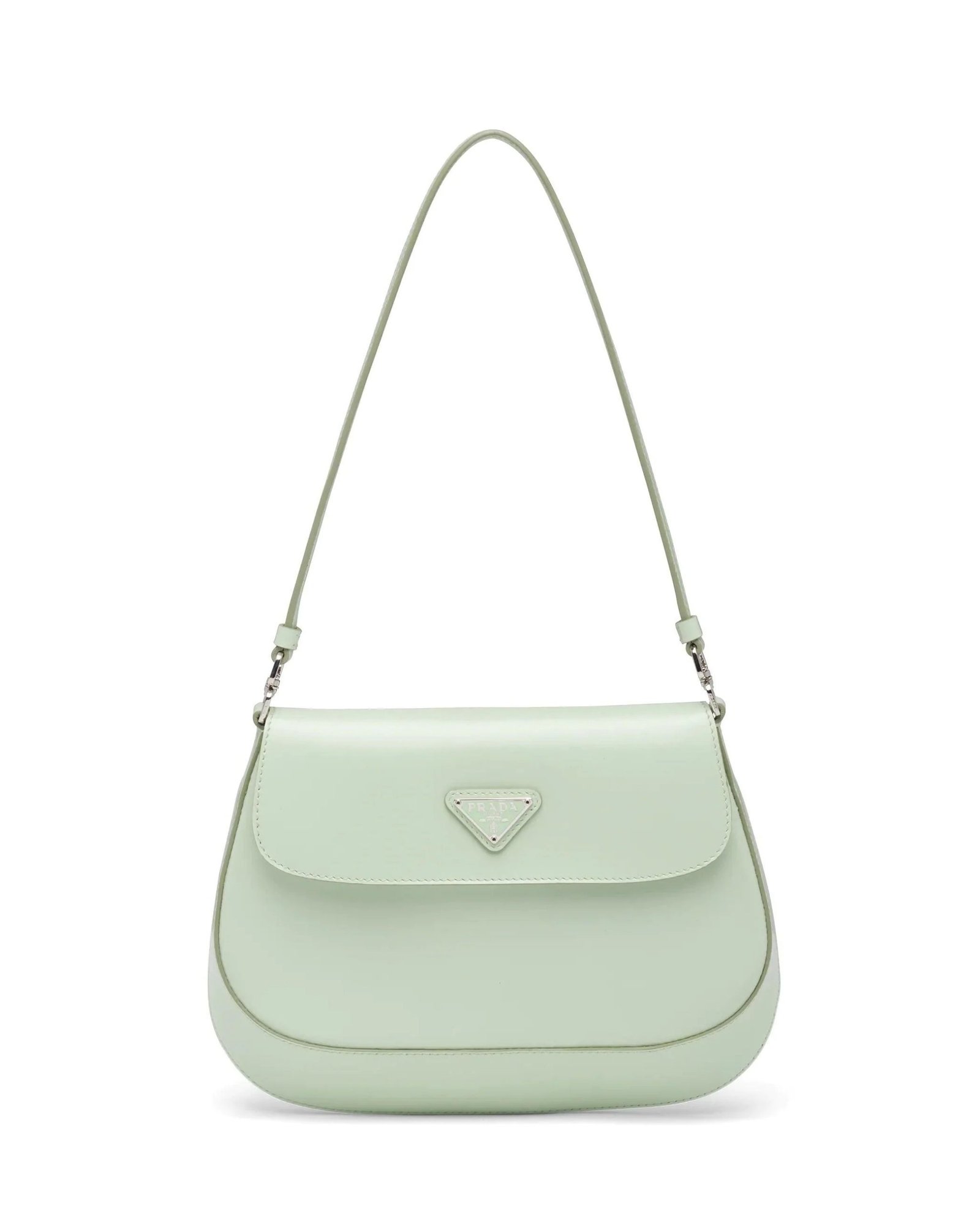 Prada Cleo Brushed Leather Shoulder Bag With Flap, Aqua-20253621
