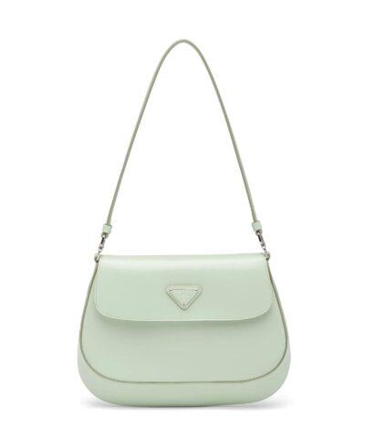 Prada Cleo Brushed Leather Shoulder Bag With Flap, Aqua-20253622