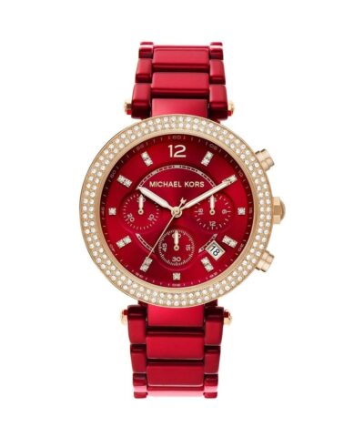 Michael Kors Round Chronograph Red Dial Ladies Watch, MK 6805-20249188