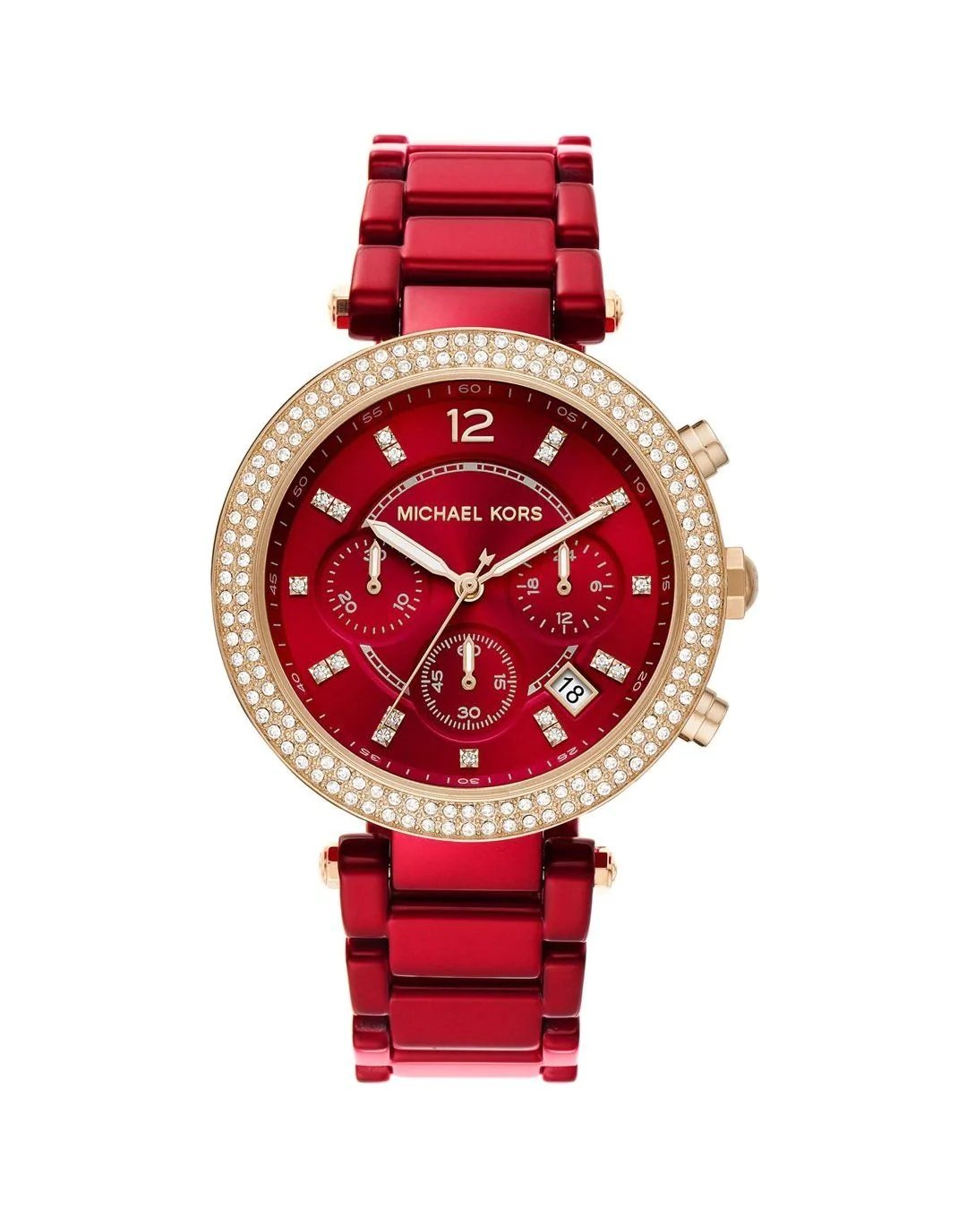 Michael Kors Round Chronograph Red Dial Ladies Watch, MK 6805-20249187