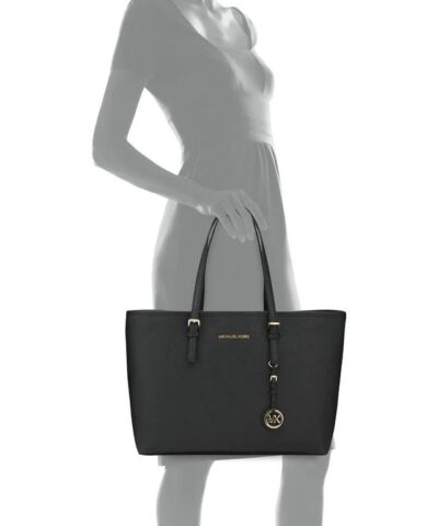products Michael Kors Medium Jet Set Multifunction Saffiano Travel Tote Black 2