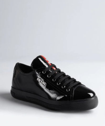 PRADA Prada Sport Black Patent Leather Low-Top Sneakers-20228566