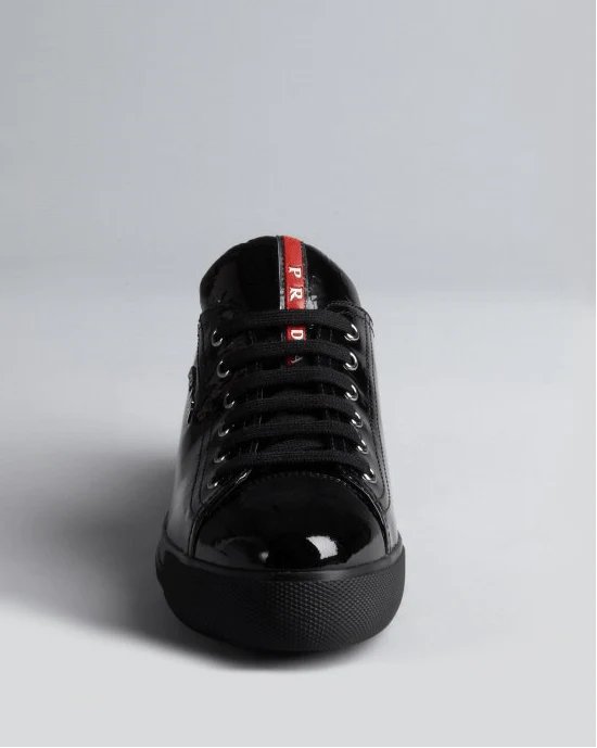 Alternative view of PRADA Prada Sport Black Patent Leather Low-Top Sneakers