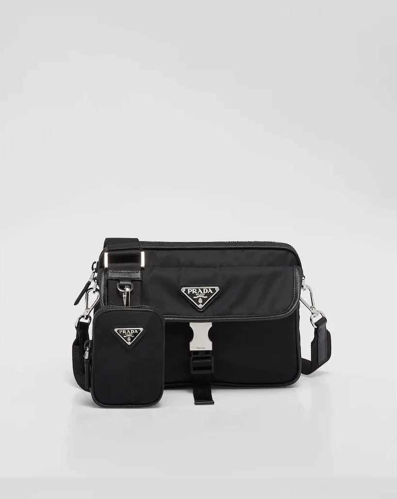 Prada Re-Nylon and Saffiano Leather Shoulder Bag-20241379