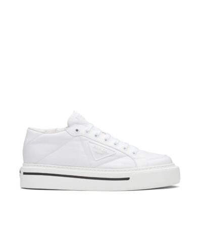 Prada Macro Re-Nylon And Brushed Leather Sneakers, White-20255118